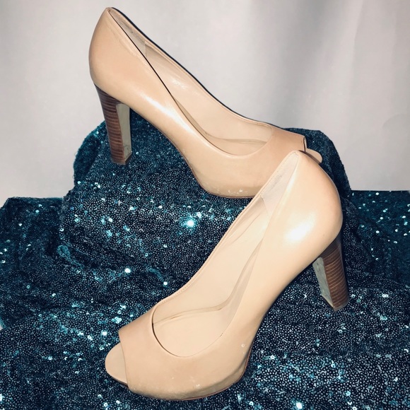 Franco Sarto Shoes - Franco Sarto Camel Tan Cream Open Toe Heels